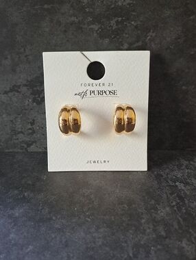 Forever 21 Shiny Gold Double-Band Mini Hoop Earrings
